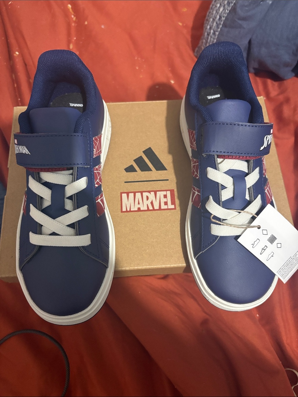 Adidas Marvel Kids Blue and White Spider-Man Sneakers